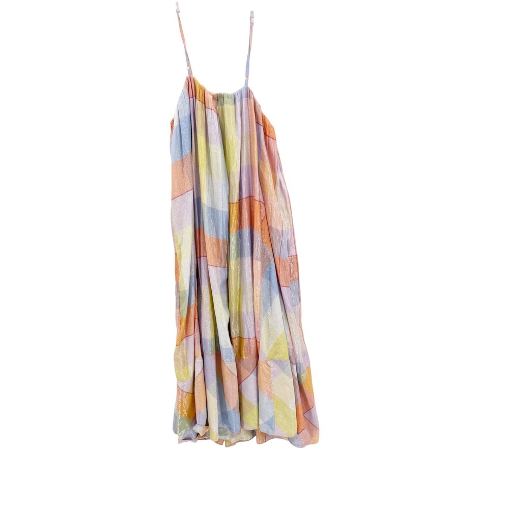 Anthropologie Pilcro Plaid Tent Maxi Dress Shimmer Pastel Metallic 2X Plus Size - Picture 4 of 10
